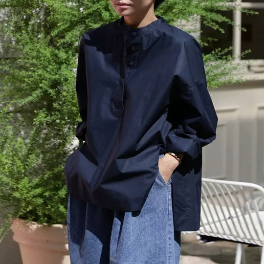 Damen Oversize-Hemd aus Baumwollpopeline mit Kentkragen und verlängertem Rückenteil Shop Nory