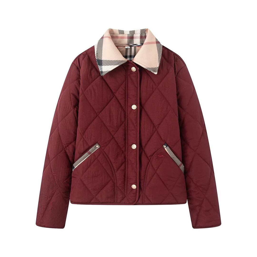 Damen Steppjacke mit karierter Kragen- und Taschenblende Shop Nory
