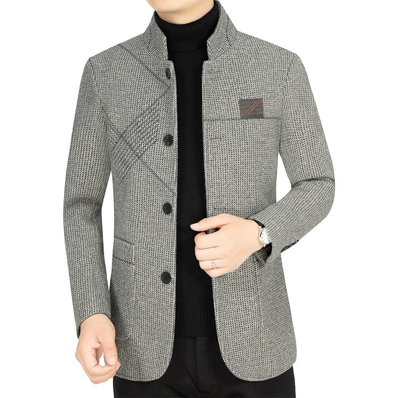 Herren Strick-Sakko mit Rippärmel, Stehkragen und aufgesetzten Taschen Shop Nory