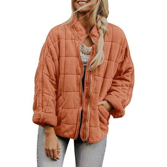 Damen Steppjacke im Oversized Schnitt mit Stehkragen und verdecktem Reißverschluss Shop Nory