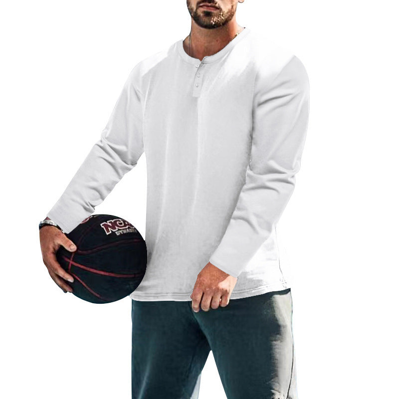 Herren Langarm-Henley-Oberteil aus Baumwoll-Mix schmal geschnitten Shop Nory