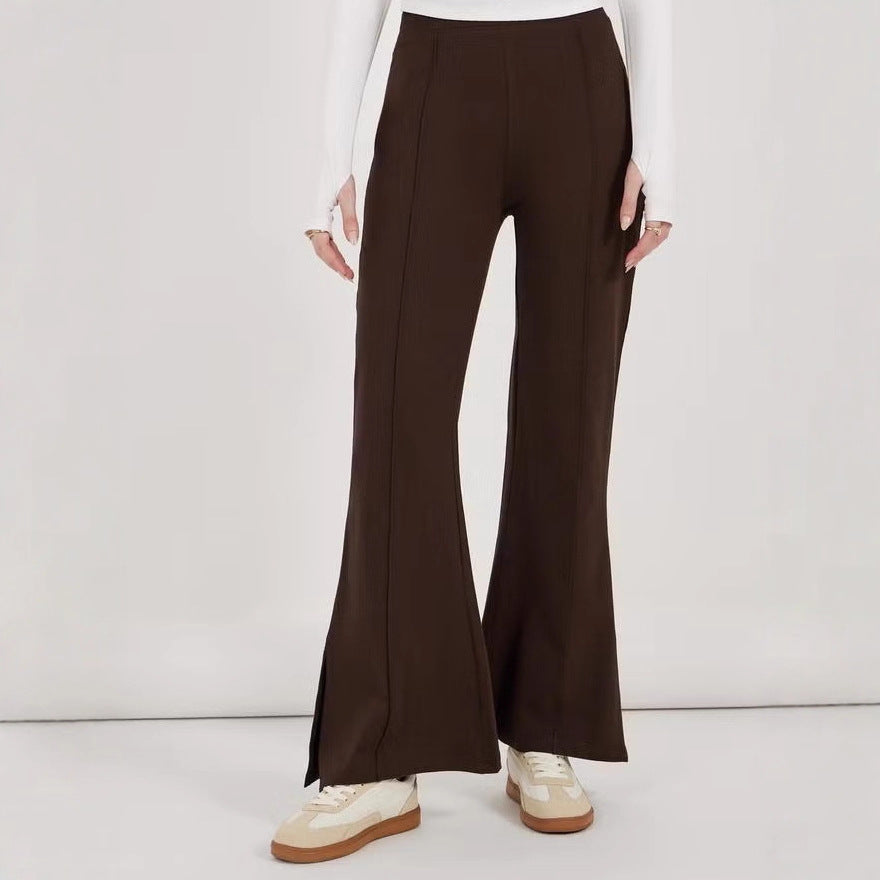 Damen Flair-Hose mit hoher Taille, durchgehender Bügelfalte und seitlichem Saumschlitz Shop Nory