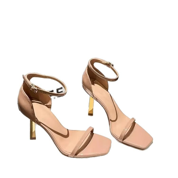 Damen Riemchen‑Sandalette mit quadratischer Zehenpartie und filigratem Metallstiletto Shop Nory