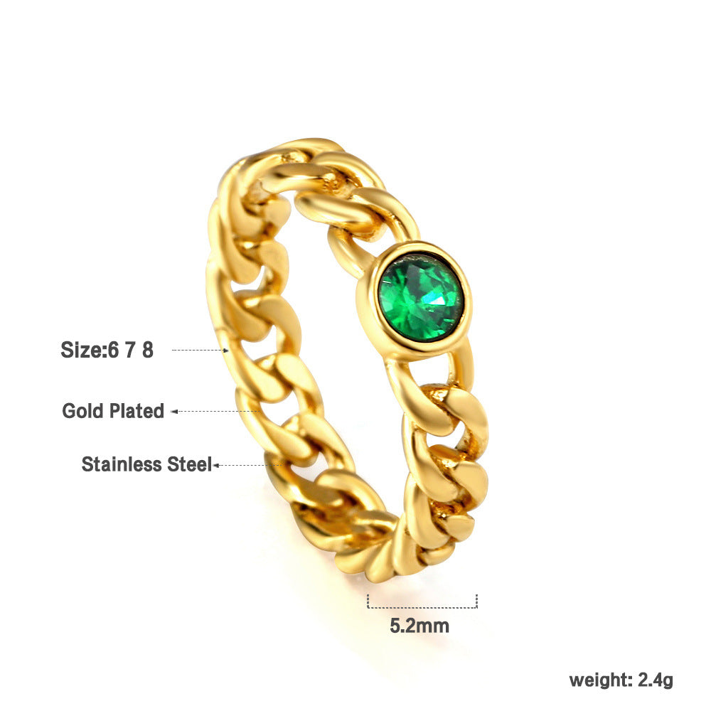 Damen Zierlicher Ring mit funkelndem Zirkonia und hochwertiger goldplattierter Edelstahl-Oberfläche Shop Nory