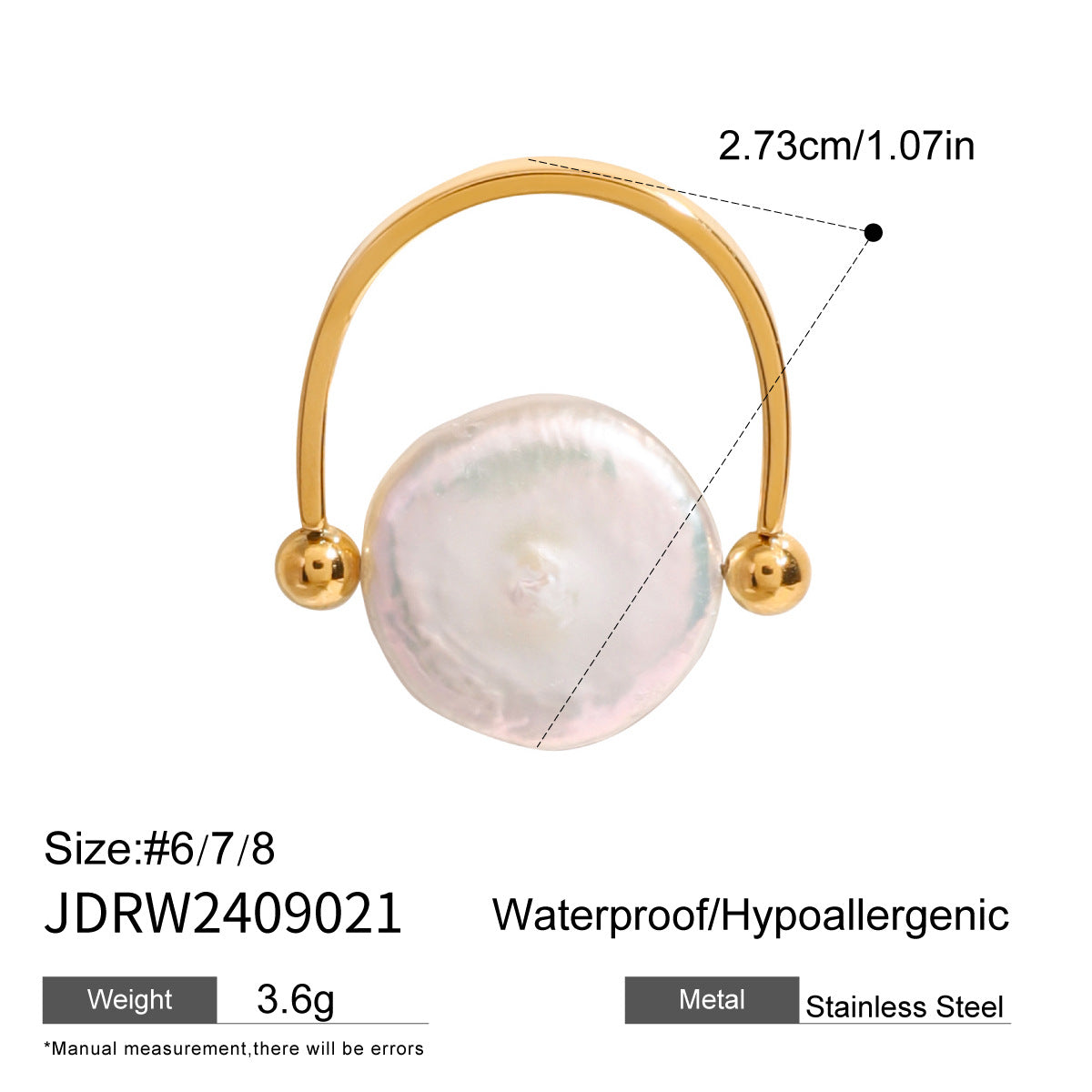 Damen Eleganter Ring mit Perlmutt-Design und hypoallergenen Eigenschaften Shop Nory