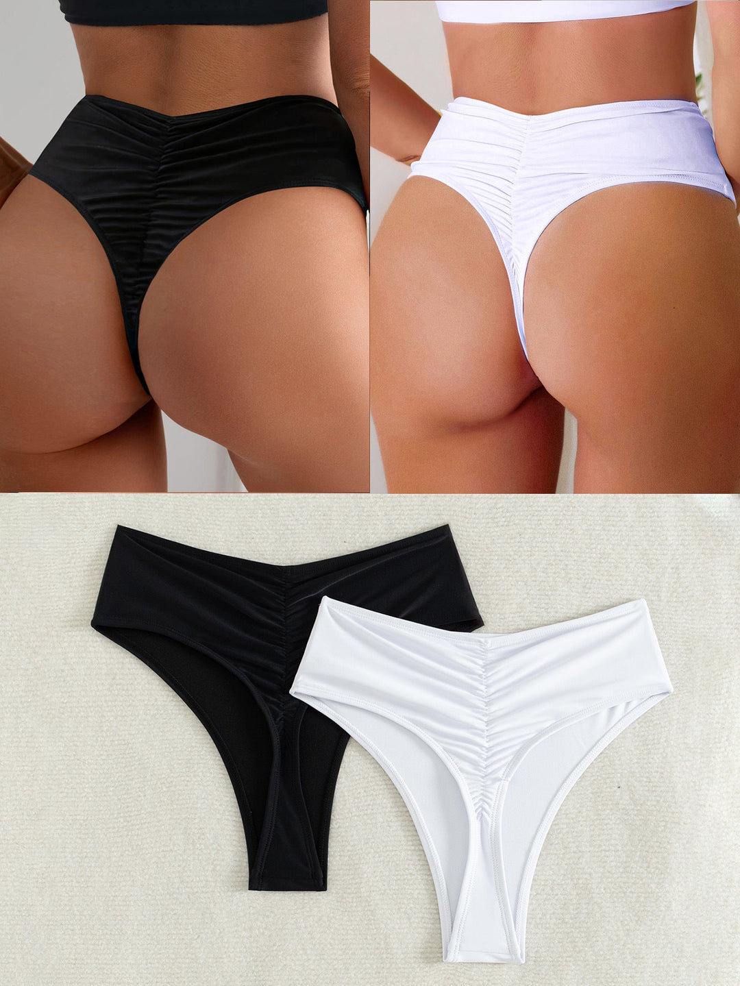 Damen Hochtaillierte Bikini-Hose mit elegantem Rüschendesign