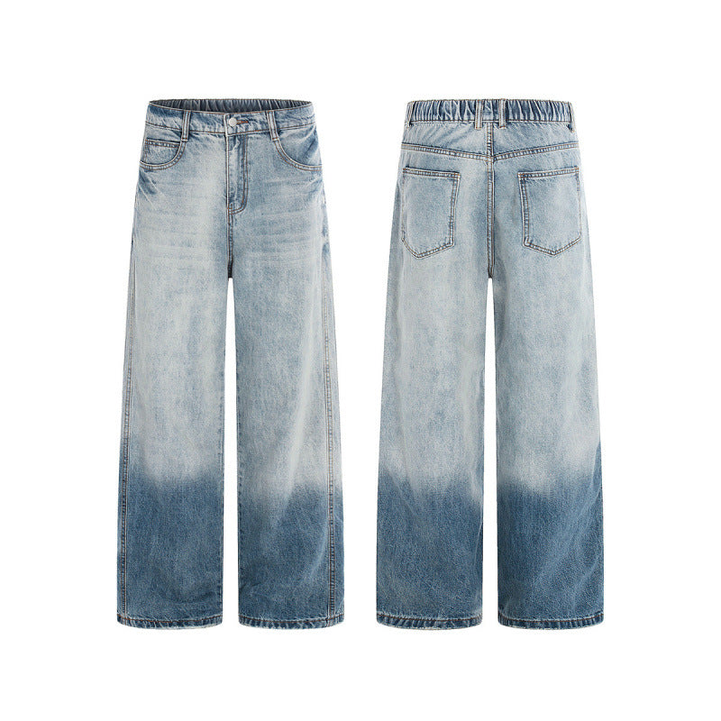 Damen Weite High-Waist Denim-Jeans mit Ombre-Saum und elastischem Rückenteil Shop Nory