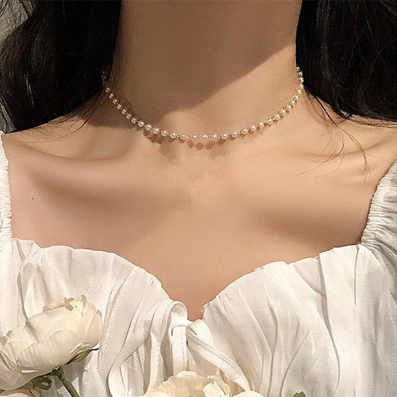Damen Choker-Halskette mit feinen Perlen und eleganten Akzenten Shop Nory