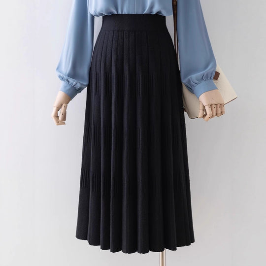 Damen Eleganter plissierter Midirock mit hohem Bund Shop Nory