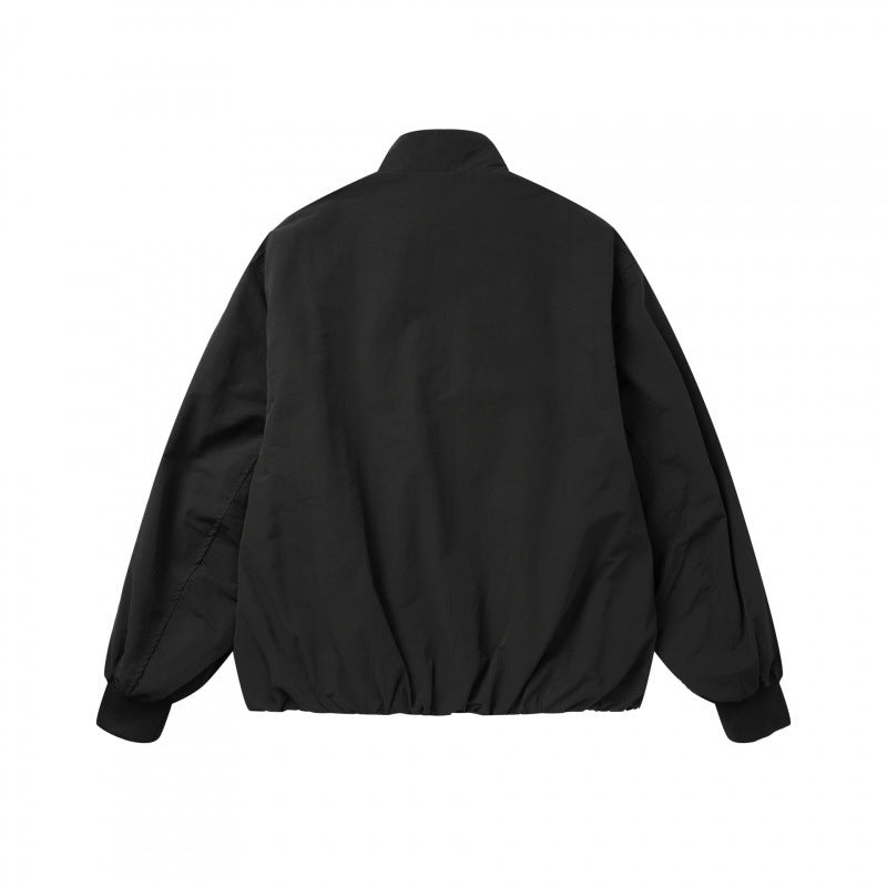 Unisex Leichte Boxy-Outdoorjacke im Trackstil mit hohem Stehkragen, Reißverschlusstaschen und elastischem Saum Shop Nory