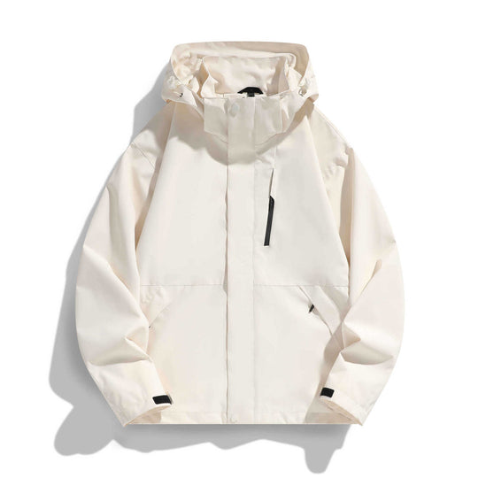 Damen Wasserabweisende Kapuzen‑Übergangsjacke mit verstellbarer Kapuze, verdeckter Frontblende und Multifunktionstaschen Shop Nory