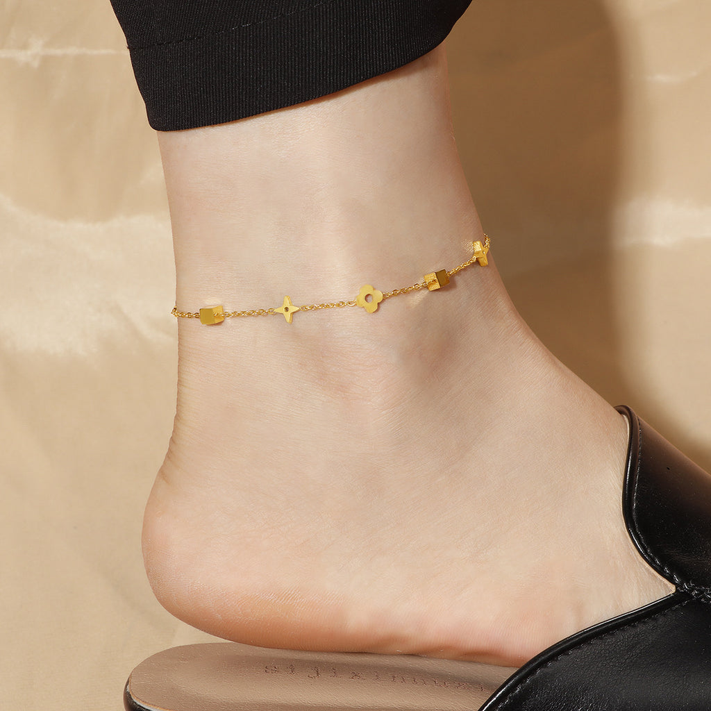 Damen Fußkette mit geometrischen Anhängern Shop Nory