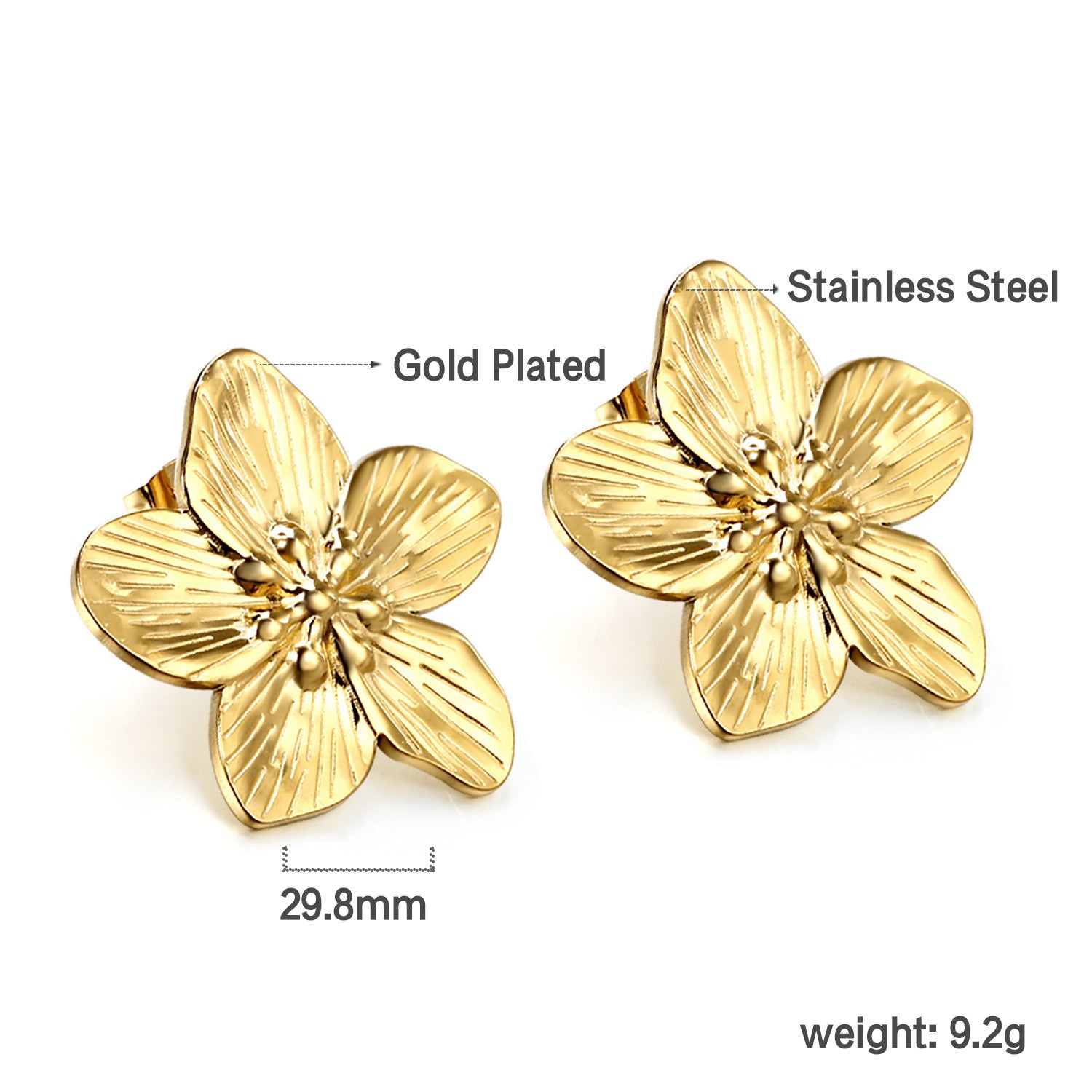 Damen Hängende Ohrstecker mit floralem Design aus hochwertigem, goldplattierten Edelstahl Shop Nory