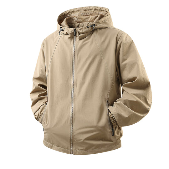 Herren Leichte atmungsaktive Kapuzen-Windjacke mit Mesh-Innenfutter und Reißverschlusstaschen Shop Nory