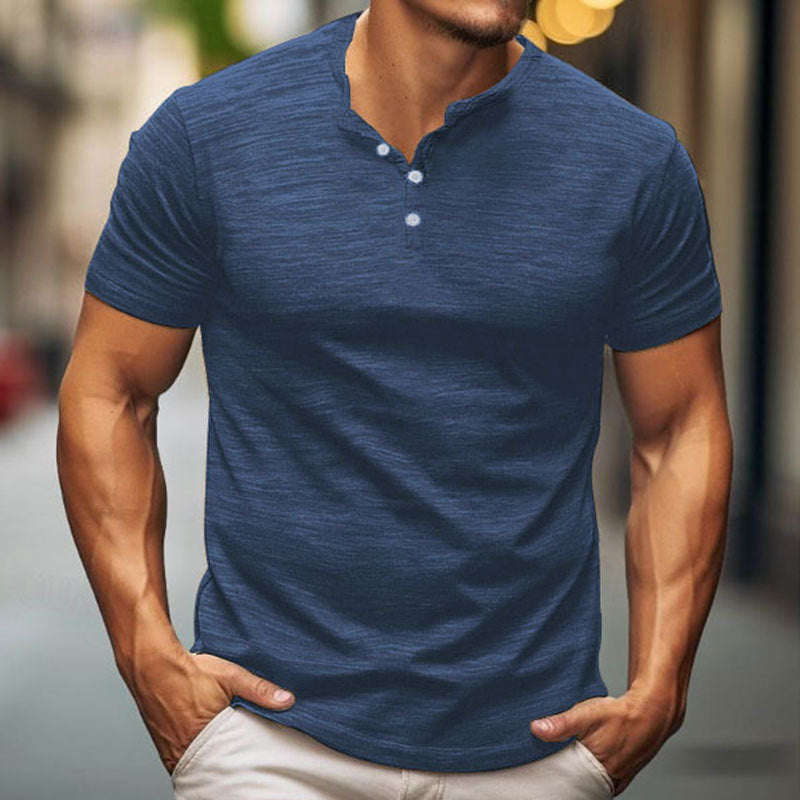 Herren Kurzarm-T-Shirt mit Knopfleiste