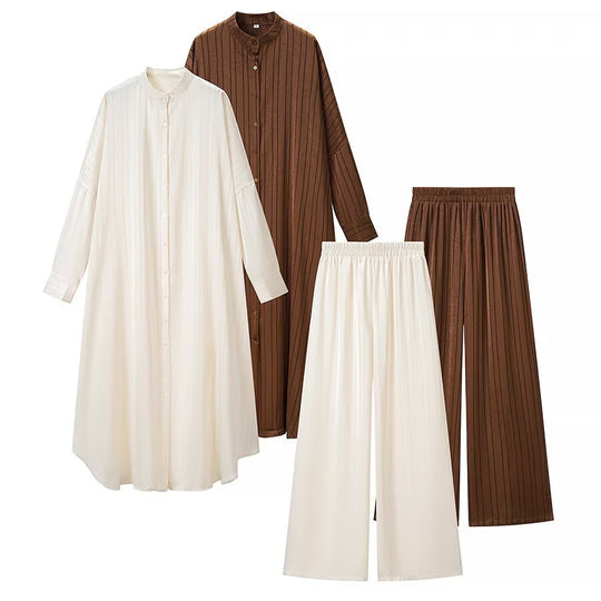 Damen Maxikleid im Plissee-Kaftanstil mit Oversize-Ärmeln und Knopfleiste Shop Nory