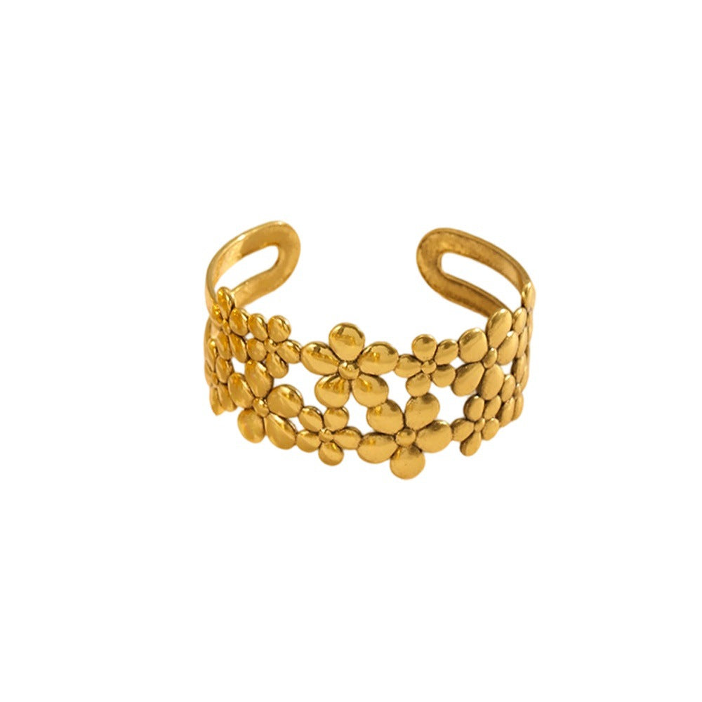 Damen Offener Armreif mit floralem Motiven und kunstvollem Design Shop Nory