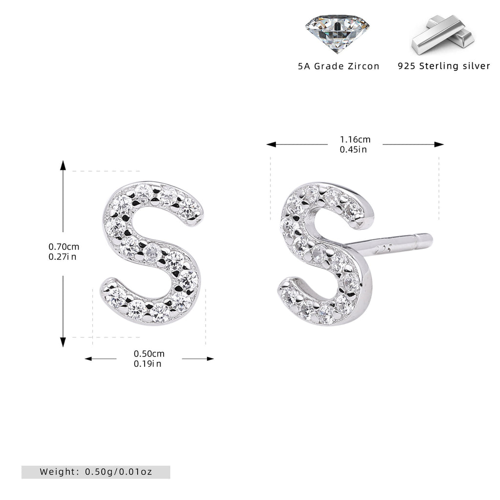 Damen Ohrstecker aus 925 Sterling Silber mit luxuriösem Zirkonbuchstaben R Shop Nory