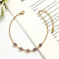 Damen Elegante Goldkette mit lila Kristallen Shop Nory