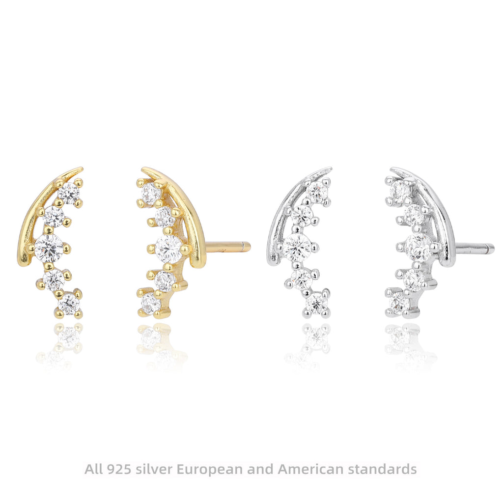 Damen Ohrstecker mit modernem geschwungenem Design und funkelnden Zirkonsteinen Shop Nory