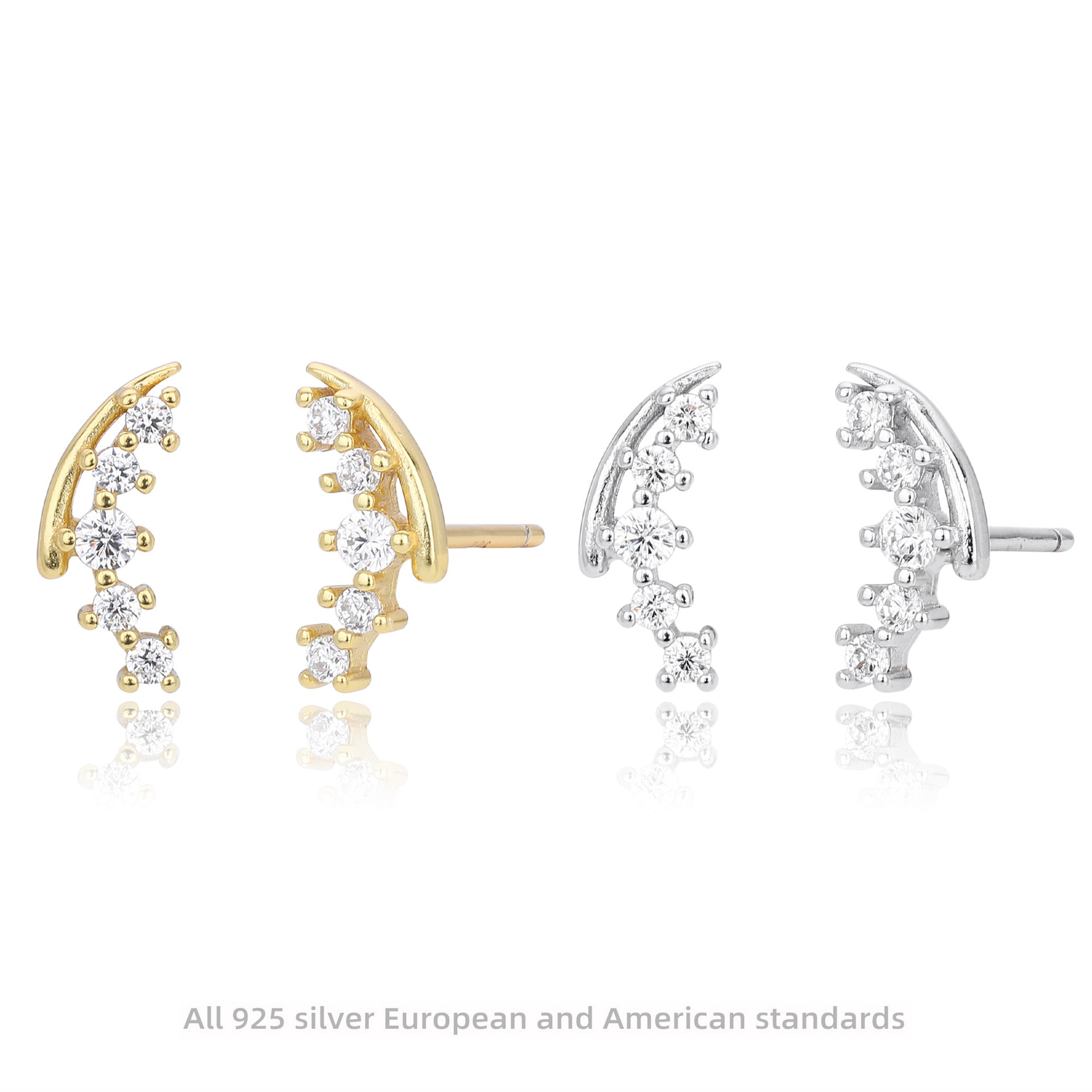 Damen Ohrstecker mit modernem geschwungenem Design und funkelnden Zirkonsteinen Shop Nory