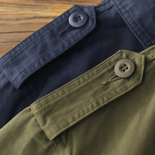 Herren Militärinspirierte Feldjacke mit aufgesetzten Pattentaschen und Schulterklappen Shop Nory