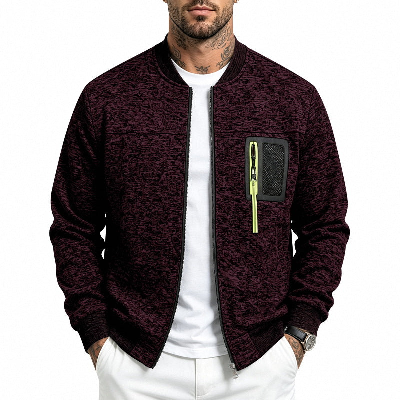 Herren Strick-Bomberjacke mit funktionaler Brusttasche und Reißverschluss Shop Nory