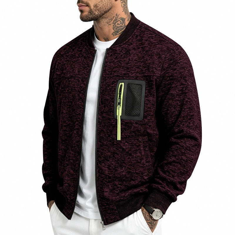 Herren Strick-Bomberjacke mit funktionaler Brusttasche und Reißverschluss Shop Nory