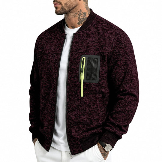 Herren Strick-Bomberjacke mit funktionaler Brusttasche und Reißverschluss Shop Nory