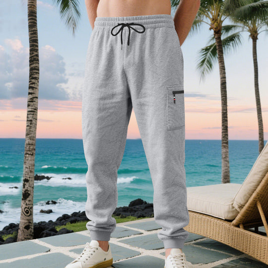 Herren lässige Jogginghose mit Cargo-Reißverschlusstasche, elastischem Bund und gerippten Bündchen Shop Nory