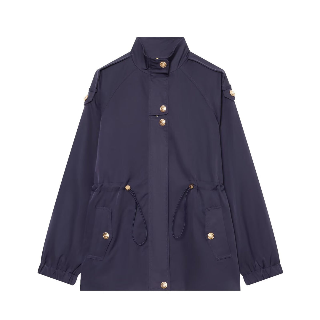 Damen leichter Parka mit Stehkragen, Tunnelzugtaillierung und Schulterpatten Shop Nory