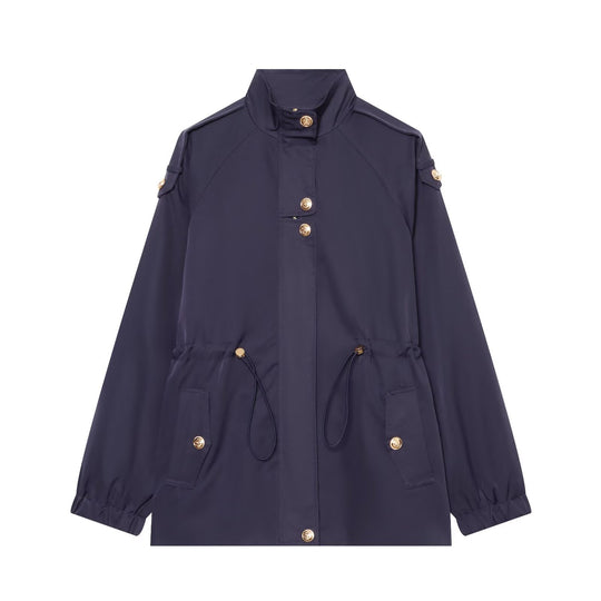 Damen leichter Parka mit Stehkragen, Tunnelzugtaillierung und Schulterpatten Shop Nory