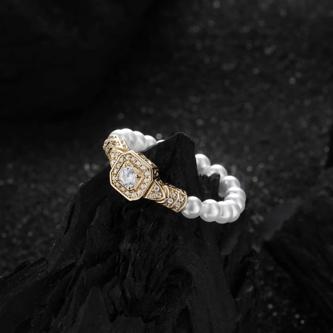 Damen Perlring mit funkelndem Zirkonia-Shop Nory