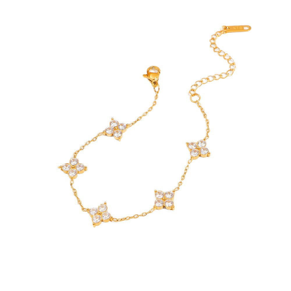 Damen Elegante Florale Kristallarmband Shop Nory