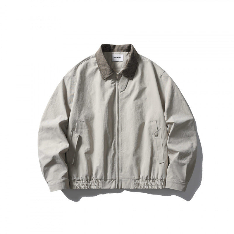 Herren Leichte Harringtonjacke mit Cordkragen und elastischem Saum Shop Nory