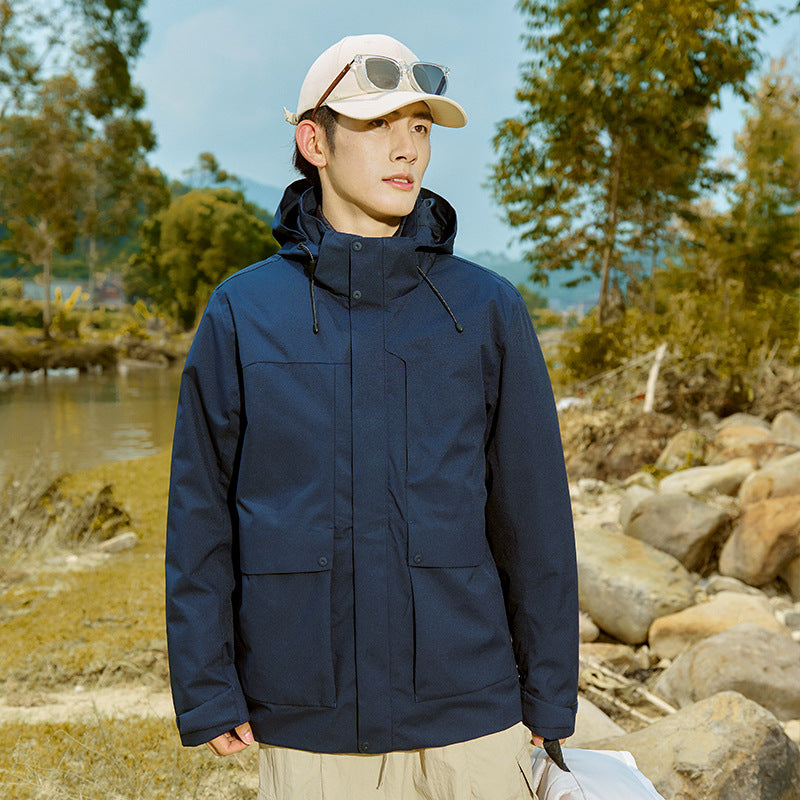 Herren Technische wasserdichte Parka-Jacke mit verstellbarer Kapuze und multifunktionalen Taschen Shop Nory