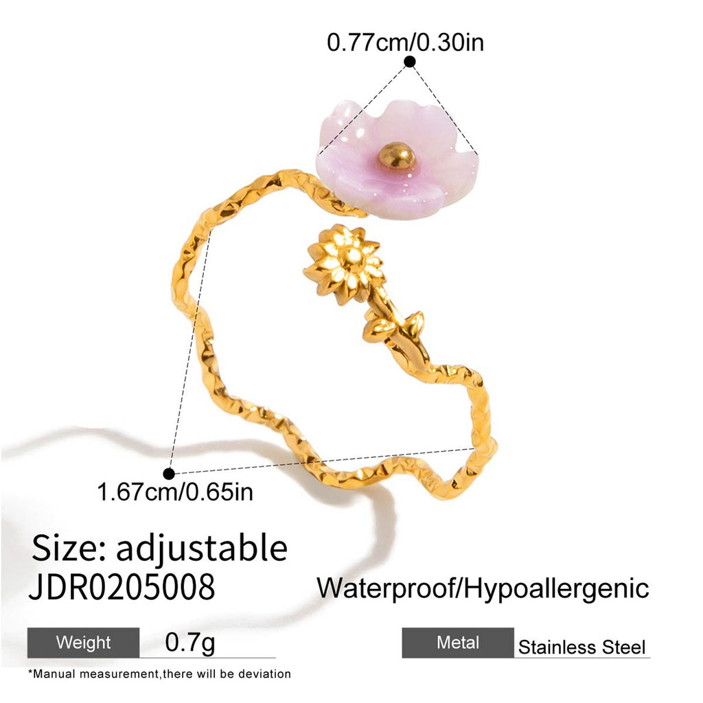 Damen Offenes Armband mit blütenförmigem Design aus hypoallergenem Edelstahl Shop Nory