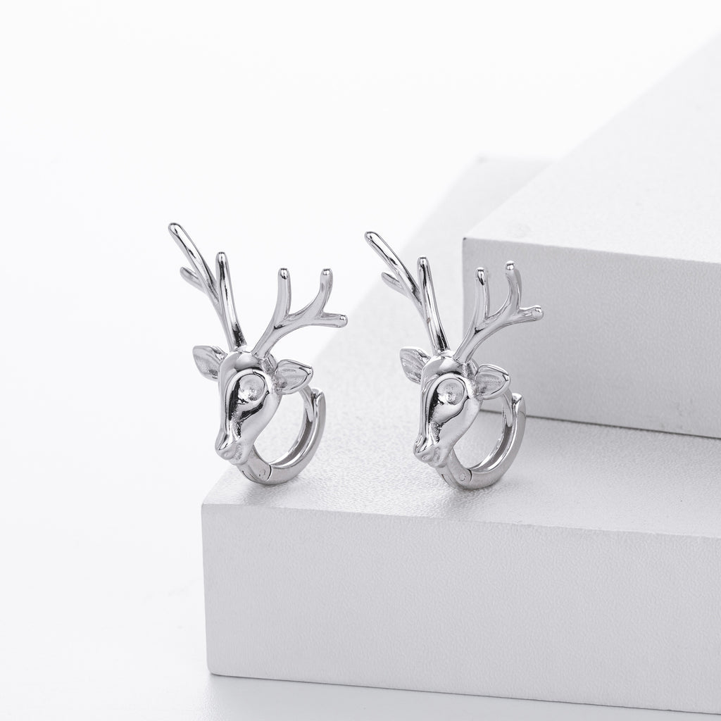 Damen Ohrhänger im kreativen Rehkopf-Design aus hochwertigem 925 Sterling Silber Shop Nory
