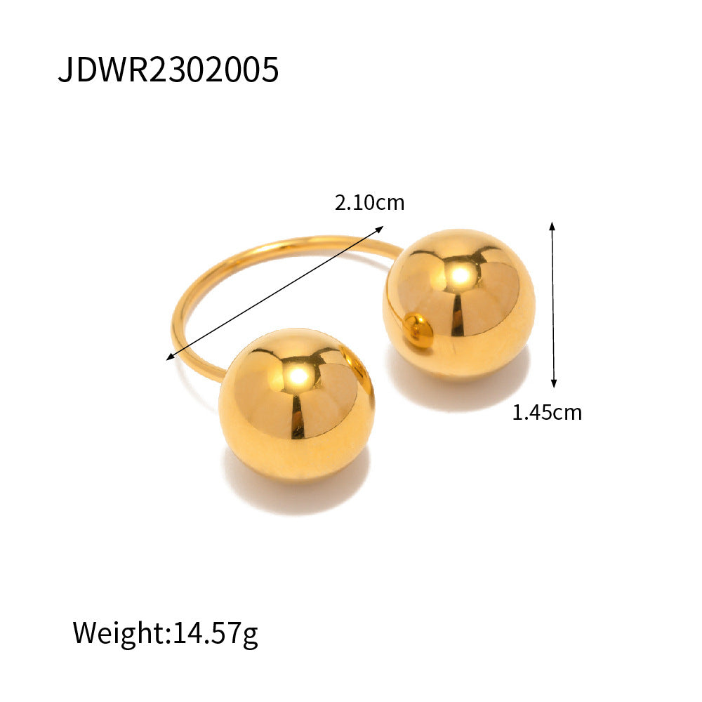 Damen Offener Ring mit elegantem Doppel-Kugel-Design Shop Nory