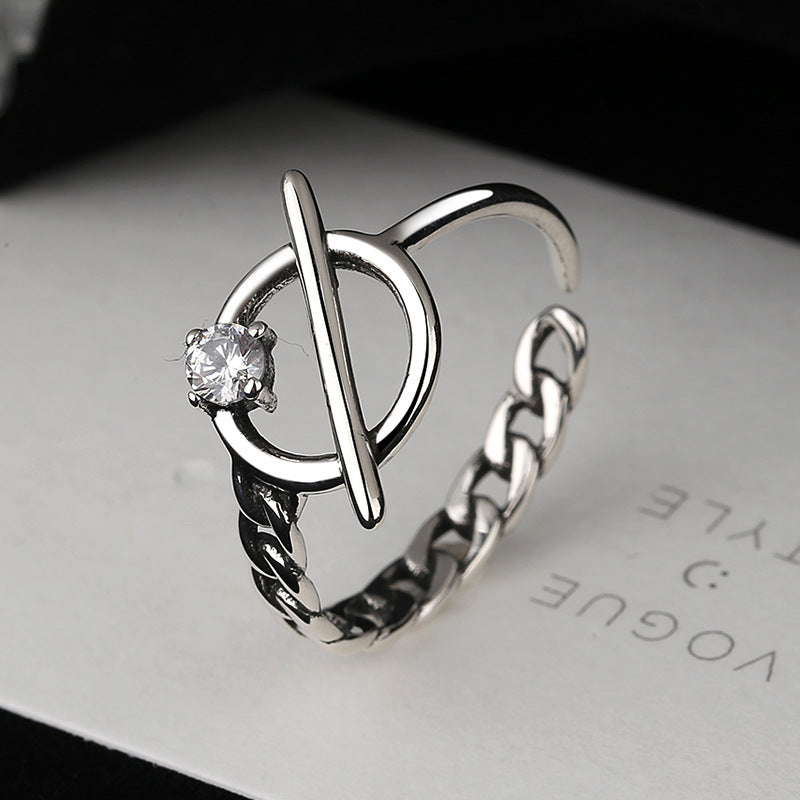 Damen Ring mit modernem Kettendesign und funkelndem Zirkonia Shop Nory
