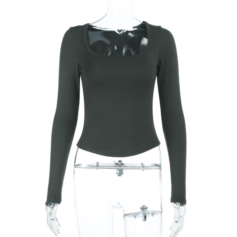 Damen Enganliegendes Langarm-Croppedshirt mit quadratischem Ausschnitt Shop Nory