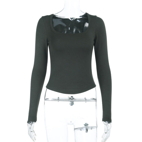 Damen Enganliegendes Langarm-Croppedshirt mit quadratischem Ausschnitt Shop Nory