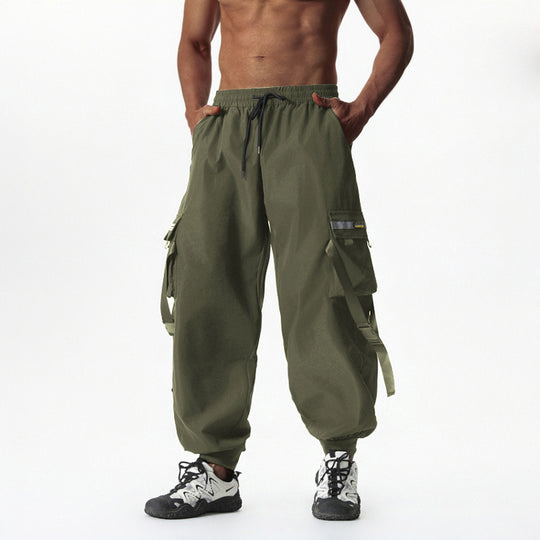 Herren Utility-Cargo-Jogginghose mit Tunnelzug, Beinschnallen & Mehrfachtaschen Shop Nory