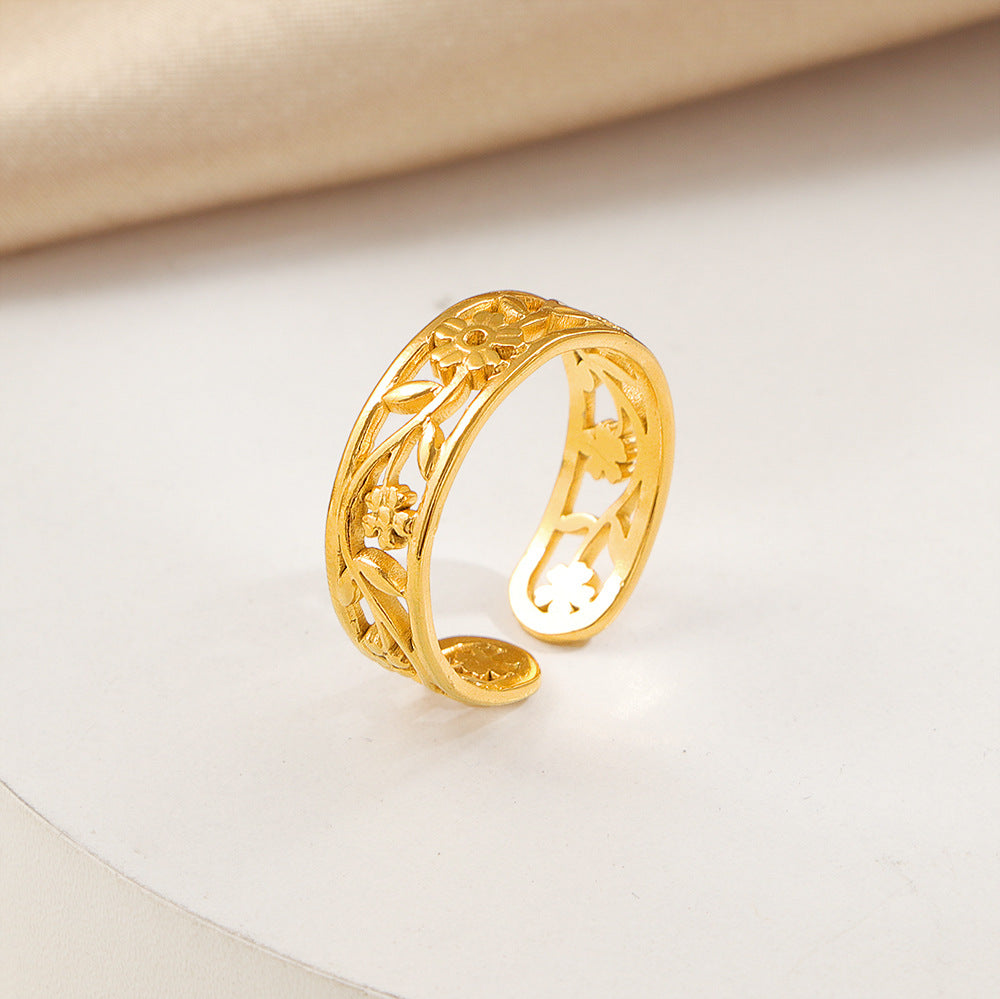 Frauen Blumige Filigran Band Ring Shop Nory