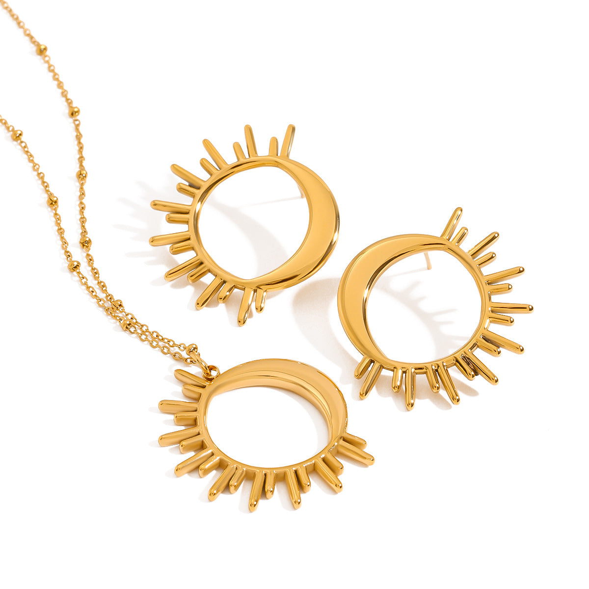 Damen Halskette mit hochwertigem Sonnenanhänger aus hypoallergenem Edelstahl Shop Nory