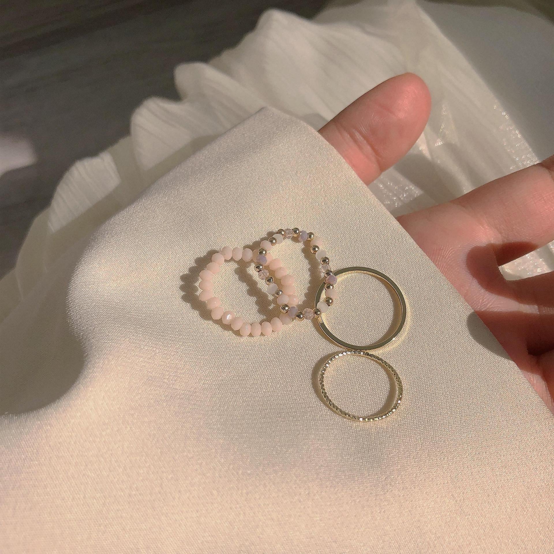 Damen Ring-Set mit zarten Naturstein-Elementen und funkelnden Akzenten Shop Nory