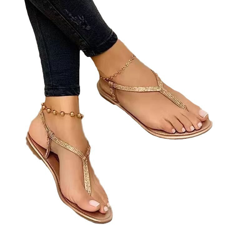 Damen Strassverzierte Zehentrenner-Sandalen