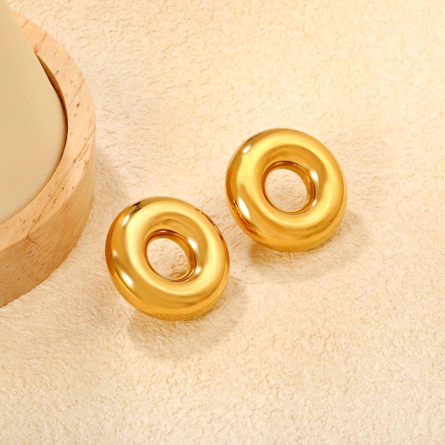 Damen Hängende Ohrstecker mit eleganten runden Plättchen aus hochwertigem Edelstahl Shop Nory