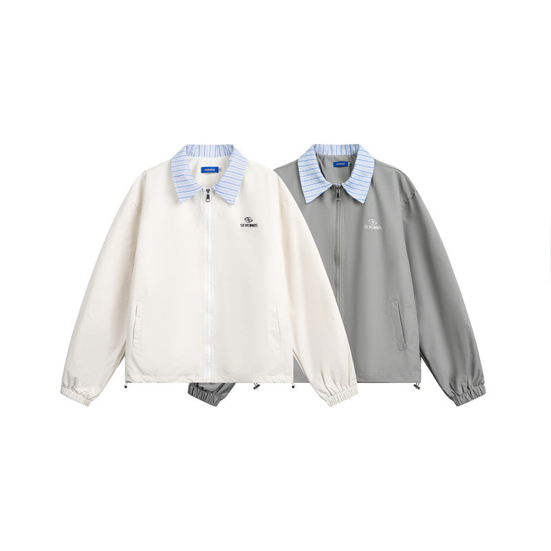 Herren Leichte Boxy-Übergangsjacke mit Kontrastkragen Elastischen Saumabschlüssen und Verdeckt Reißverschluss Shop Nory
