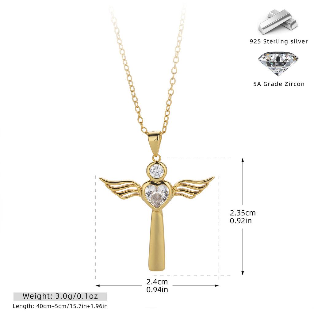 Damen Halskette mit Herz- und Flügeldesign aus 925 Sterling Silber Shop Nory